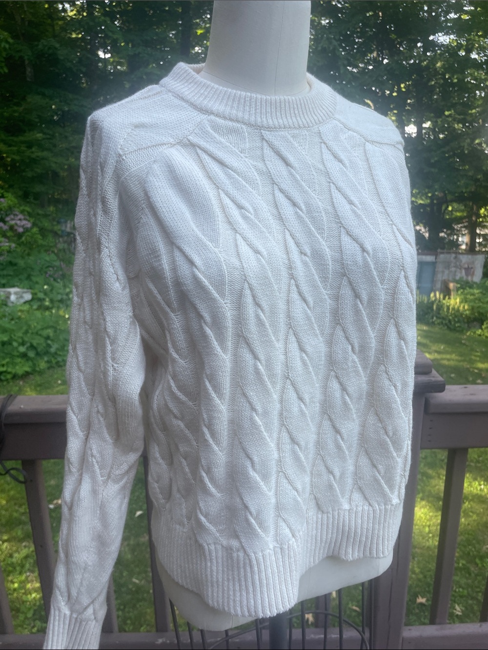 Cream Cable Knit Crewneck Sweater